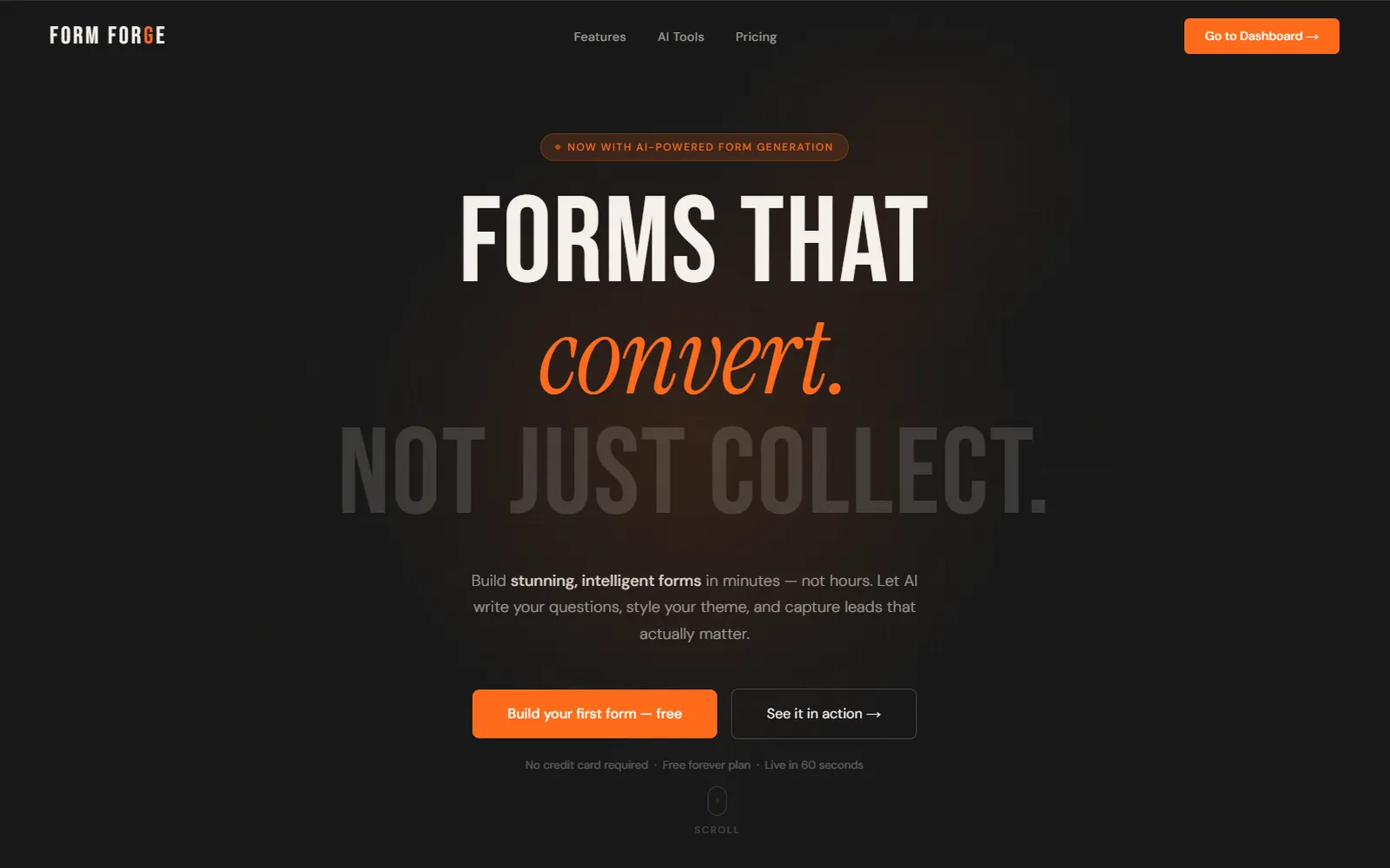 SmartFormForge form builder landing page